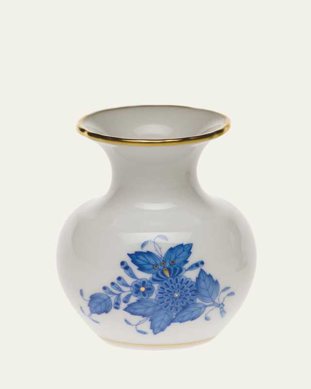 Chinese Bouquet Blue Medium Bud Vase with Lip